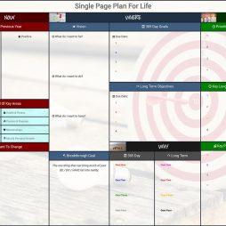 Single Page Plan For Life