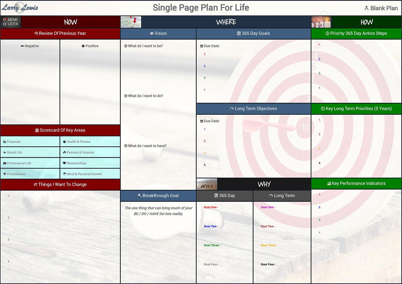 Single Page Plan - Blank Template